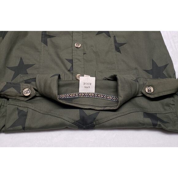 Knox Rose Womens Size L Olive Green Button‑Front Shirt Boho Utility Style - Picture 7 of 11